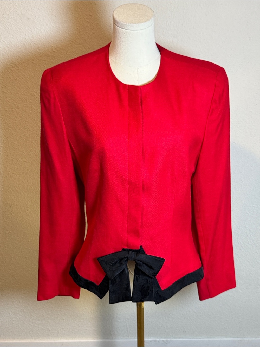Richard Warren Vintage Red Bow-Trim Blazer size 12
